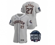 Men's Houston Astros #27 Jose Altuve 2021 Gray World Series Flex Base Stitched Baseball Jersey