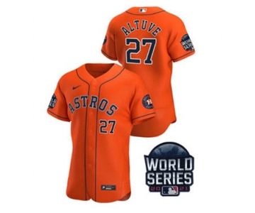 Men's Houston Astros #27 Jose Altuve 2021 Orange World Series Flex Base Stitched Baseball Jersey