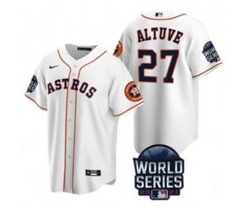 Men's Houston Astros #27 Jose Altuve 2021 White World Series Cool Base Stitched Baseball Jersey