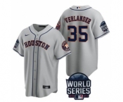 Men's Houston Astros #35 Justin Verlander 2021 Gray World Series Cool Base Stitched Baseball Jersey