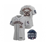 Men's Houston Astros #35 Justin Verlander 2021 Grey World Series Flex Base Stitched Baseball Jersey