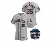 Men's Houston Astros #35 Justin Verlander 2021 Grey World Series Flex Base Stitched Baseball Jersey