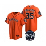 Men's Houston Astros #35 Justin Verlander 2021 Orange World Series Cool Base Stitched Baseball Jersey