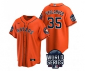 Men's Houston Astros #35 Justin Verlander 2021 Orange World Series Cool Base Stitched Baseball Jersey