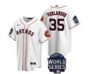 Men's Houston Astros #35 Justin Verlander 2021 White World Series Cool Base Stitched Baseball Jersey