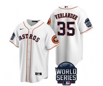 Men's Houston Astros #35 Justin Verlander 2021 White World Series Cool Base Stitched Baseball Jersey