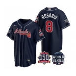 Men's Atlanta Braves #8 Eddie Rosario 2021 Navy World Series With 150th Anniversary Patch Cool Base Stitched Jersey