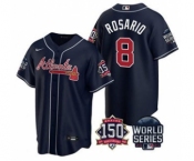 Men's Atlanta Braves #8 Eddie Rosario 2021 Navy World Series With 150th Anniversary Patch Cool Base Stitched Jersey