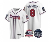 Men's Atlanta Braves #8 Eddie Rosario 2021 White World Series With 150th Anniversary Patch Cool Base Stitched Jersey