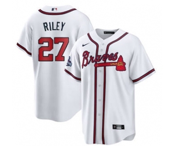 Men's Atlanta Braves #27 Austin Riley 2021 White World Series Champions Cool Base Stitched Jersey