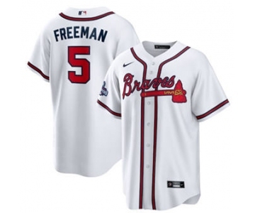 Men's Atlanta Braves #5 Freddie Freeman 2021 White World Series Champions Cool Base Stitched Jersey