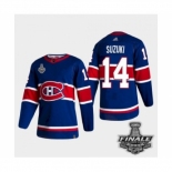 Men's Adidas Canadiens #14 Nick Suzuki Blue Road Authentic 2021 Stanley Cup Jersey