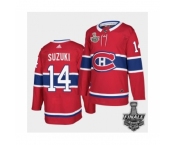 Men's Adidas Canadiens #14 Nick Suzuki Red Road Authentic 2021 Stanley Cup Jersey