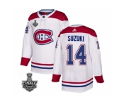 Men's Adidas Canadiens #14 Nick Suzuki White Road Authentic 2021 Stanley Cup Jersey