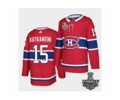 Men's Adidas Canadiens #15 Jesperi Kotkaniemi Red Road Authentic 2021 Stanley Cup Jersey