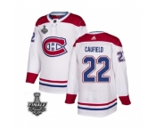 Men's Adidas Canadiens #22 Cole Caufield White Road Authentic 2021 Stanley Cup Jersey