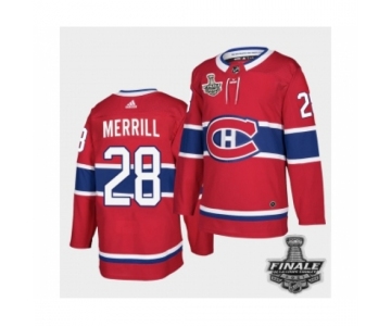 Men's Adidas Canadiens #28 Jon Merrill Red Road Authentic 2021 Stanley Cup Jersey
