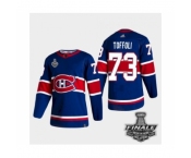 Men's Adidas Canadiens #73 Tyler Toffoli Blue Road Authentic 2021 Stanley Cup Jersey