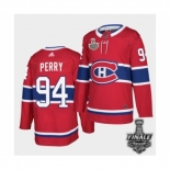 Men's Adidas Canadiens #94 Corey Perry Red Road Authentic 2021 Stanley Cup Jersey