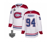 Men's Adidas Canadiens #94 Corey Perry White Road Authentic 2021 Stanley Cup Jersey