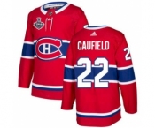 Men's Montreal Canadiens #22 Cole Caufield 2021 Red Stanley Cup Final Stitched Hockey Jersey