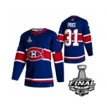 Men's Montreal Canadiens #31 Carey Price 2021 Blue Stanley Cup Final Stitched Hockey Jersey