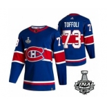 Men's Montreal Canadiens #73 Tyler Toffoli 2021 Blue Stanley Cup Final Stitched Hockey Jersey