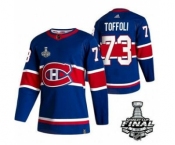 Men's Montreal Canadiens #73 Tyler Toffoli 2021 Blue Stanley Cup Final Stitched Hockey Jersey