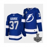 Men's Adidas Lightning #37 Yanni Gourde Blue Home Authentic 2021 Stanley Cup Jersey