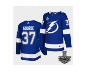 Men's Adidas Lightning #37 Yanni Gourde Blue Home Authentic 2021 Stanley Cup Jersey