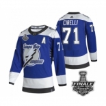 Men's Adidas Lightning #71 Anthony Cirelli Blue Authentic 2021 Stanley Cup Jersey