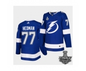 Men's Adidas Lightning #77 Victor Hedman Blue Home Authentic 2021 Stanley Cup Jersey