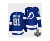 Men's Adidas Lightning #81 Erik Cernak Blue Home Authentic 2021 Stanley Cup Jersey