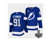 Men's Adidas Lightning #91 Steven Stamkos Blue Authentic 2021 Stanley Cup Jersey