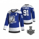 Men's Adidas Lightning #91 Steven Stamkos Blue Home Authentic 2021 Stanley Cup Jersey