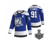 Men's Adidas Lightning #91 Steven Stamkos Blue Home Authentic 2021 Stanley Cup Jersey