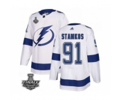 Men's Adidas Lightning #91 Steven Stamkos White Home Authentic 2021 Stanley Cup Jersey