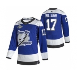 Men's Tampa Bay Lightning #17 Alex Killorn 2021 Blue Stanley Cup Champions Reverse Retro Stitched Hockey Jersey