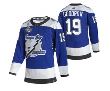 Men's Tampa Bay Lightning #19 Barclay Goodrow 2021 Blue Stanley Cup Champions Reverse Retro Stitched Hockey Jersey