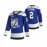 Men's Tampa Bay Lightning #2 Luke Schenn 2021 Blue Stanley Cup Champions Reverse Retro Stitched Hockey Jersey