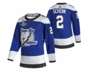 Men's Tampa Bay Lightning #2 Luke Schenn 2021 Blue Stanley Cup Champions Reverse Retro Stitched Hockey Jersey