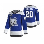 Men's Tampa Bay Lightning #20 Blake Coleman 2021 Blue Stanley Cup Champions Reverse Retro Stitched Hockey Jersey