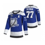 Men's Tampa Bay Lightning #77 Victor Hedman 2021 Blue Stanley Cup Champions Reverse Retro Stitched Hockey Jersey