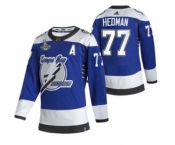 Men's Tampa Bay Lightning #77 Victor Hedman 2021 Blue Stanley Cup Champions Reverse Retro Stitched Hockey Jersey