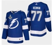 Men's Tampa Bay Lightning #77 Victor Hedman 2021 Stanley Cup Champions Stitched Hockey Jersey