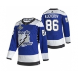 Men's Tampa Bay Lightning #86 Nikita Kucherov 2021 Blue Stanley Cup Champions Reverse Retro Stitched Hockey Jersey