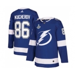 Men's Tampa Bay Lightning #86 Nikita Kucherov 2021 Stanley Cup Champions Stitched Hockey Jersey