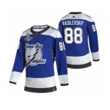 Men's Tampa Bay Lightning #88 Andrei Vasilevskiy 2021 Blue Stanley Cup Champions Reverse Retro Stitched Hockey Jersey