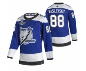 Men's Tampa Bay Lightning #88 Andrei Vasilevskiy 2021 Blue Stanley Cup Champions Reverse Retro Stitched Hockey Jersey