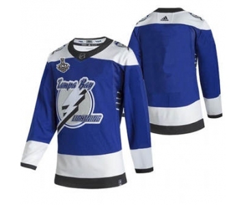 Men's Tampa Bay Lightning #91 Steven Stamkos 2021 Blue Stanley Cup Champions Reverse Retro Stitched Hockey Jersey